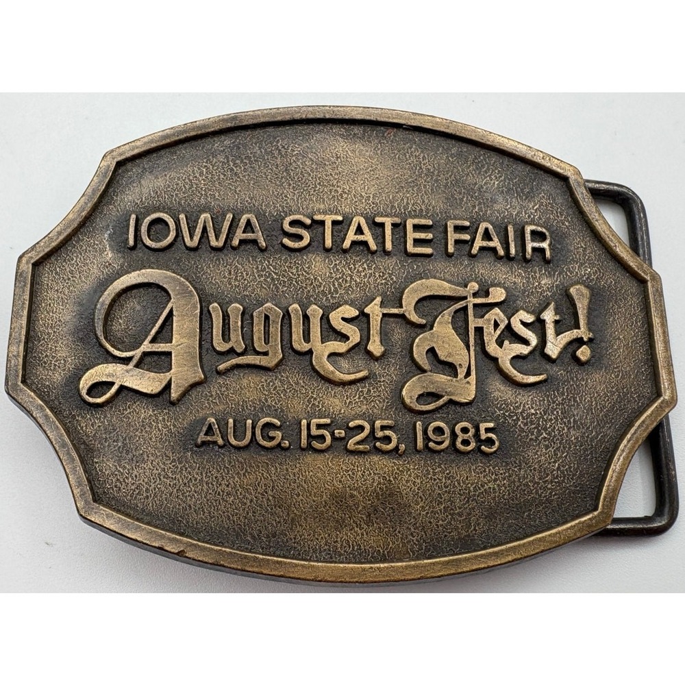 Iowa State Fair August Fest Bronze Belt Buckle Vintage 1985 Collectible‎ #57